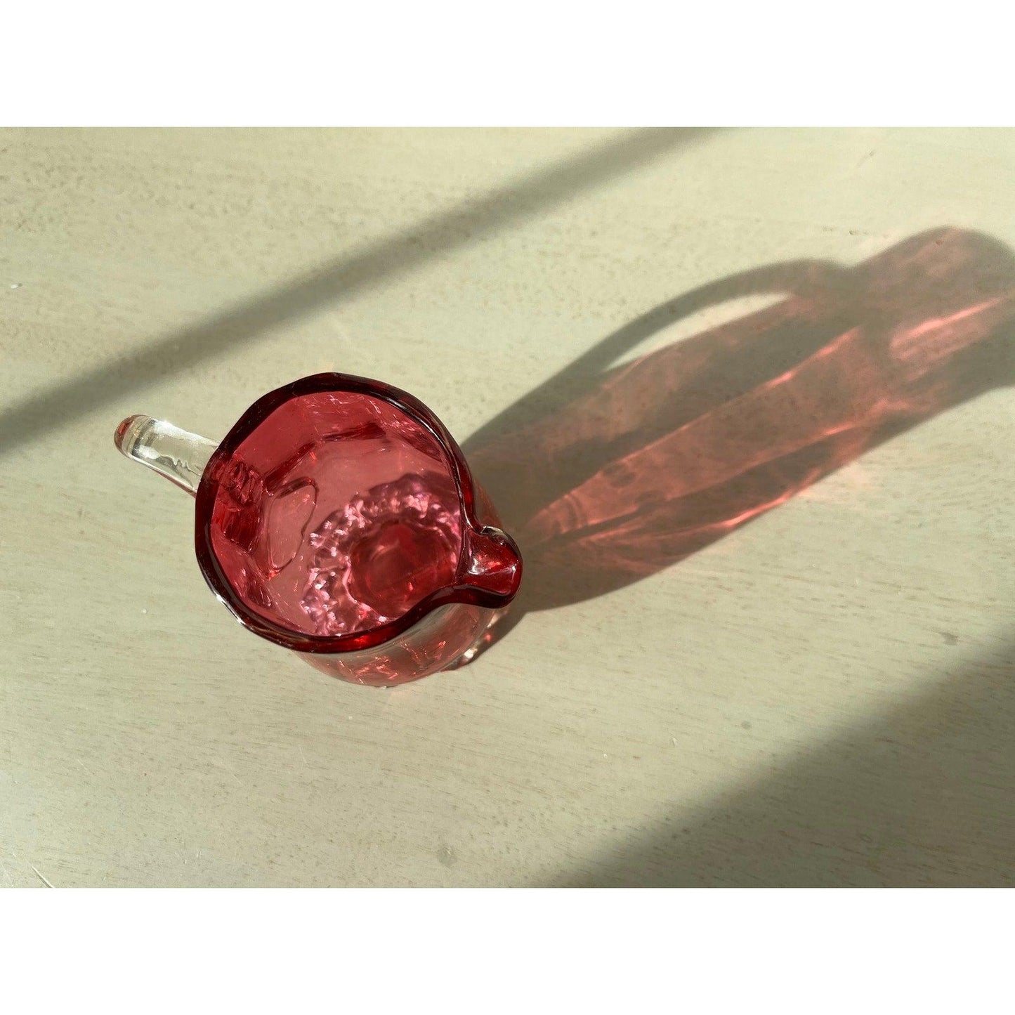 Wow! Antique cranberry glass Victoria creamer / jug 1800s