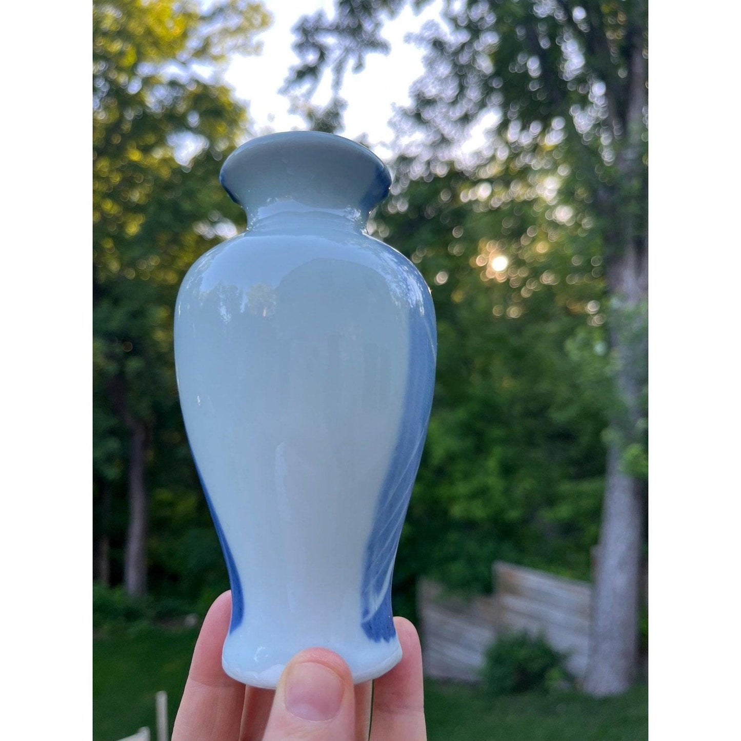 Blue and white vintage bud vase