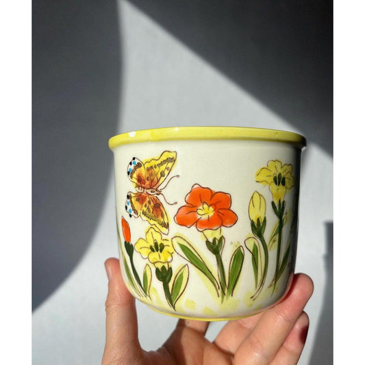 Vintage Ardco small planter with butterflies and flowers