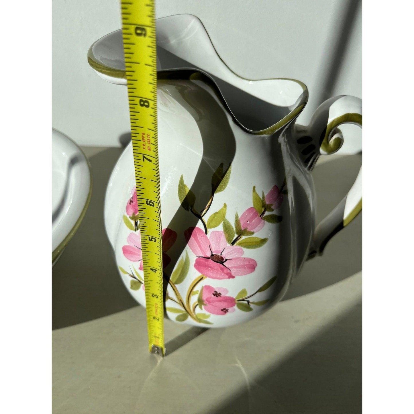 Gorgeous Italian ceramic set - recessed spout pitcher with a matching bowl
