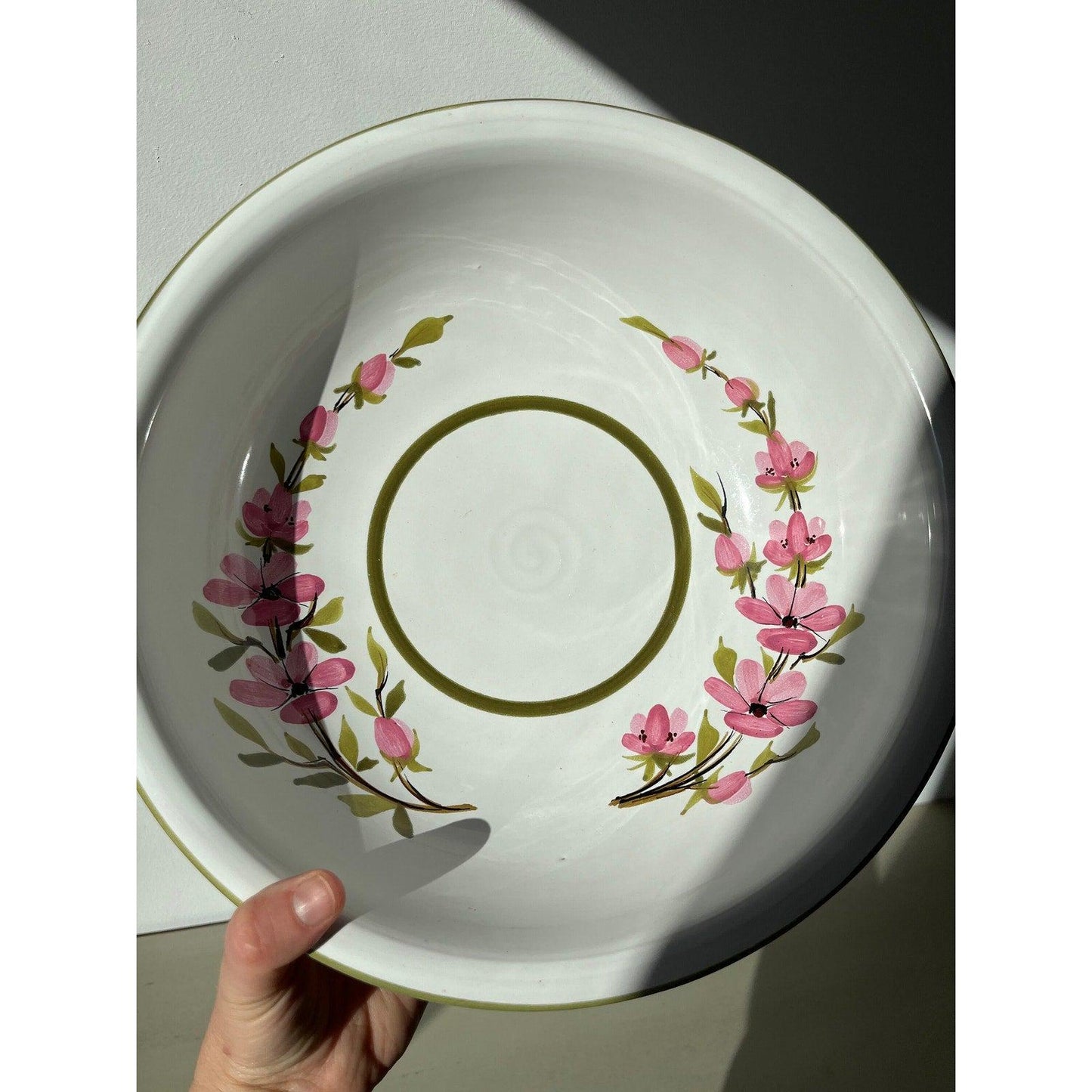Gorgeous Italian ceramic set - recessed spout pitcher with a matching bowl