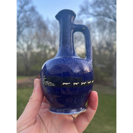 Vintage Zanesville Alaska Stoneware Vase / Perfume Bottle Dog Sled
