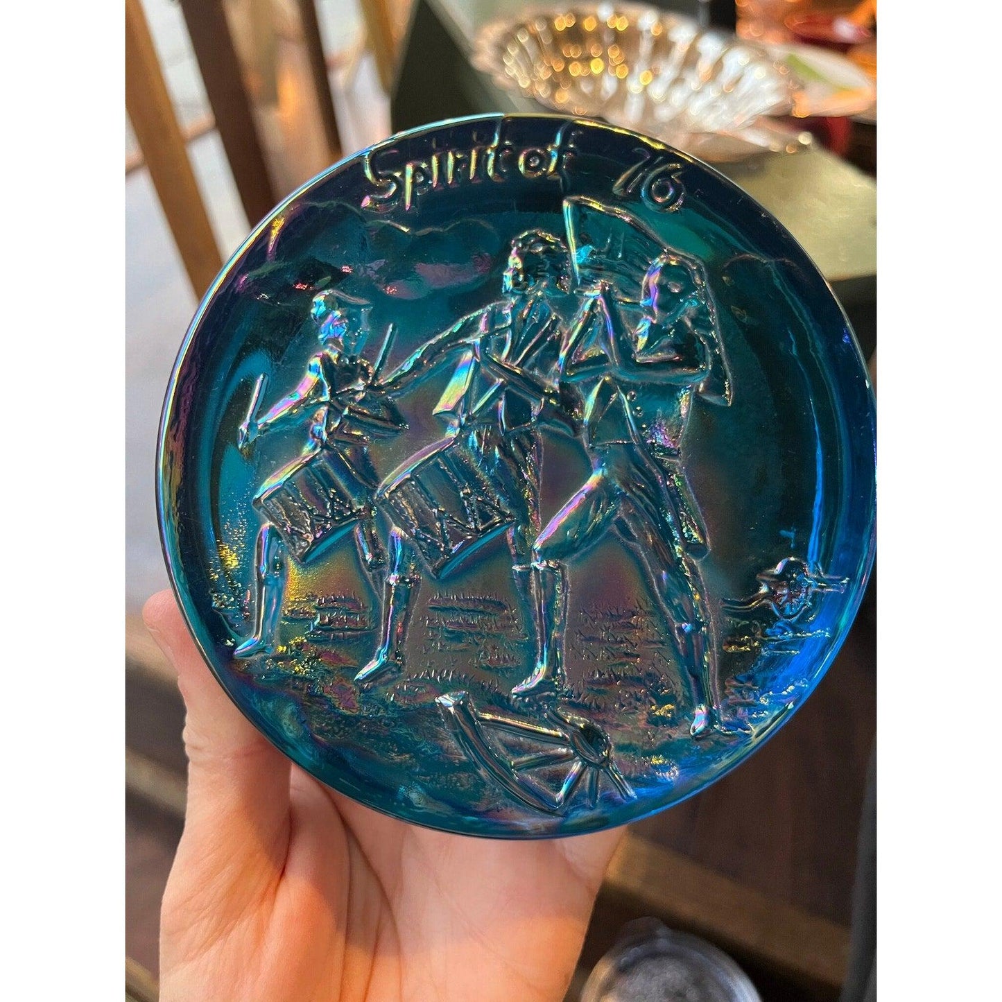 Vintage carnival glass “The spirit of 1776 paperweight