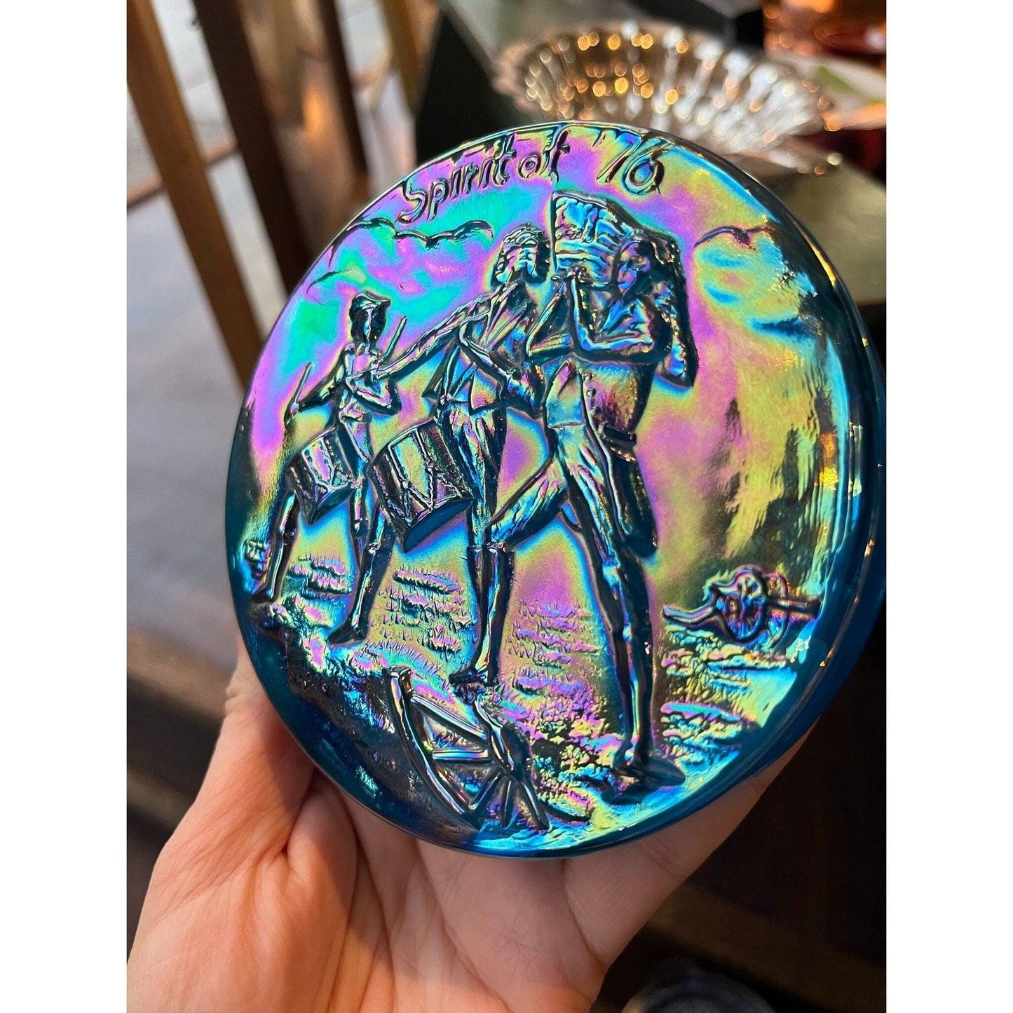 Vintage carnival glass “The spirit of 1776 paperweight