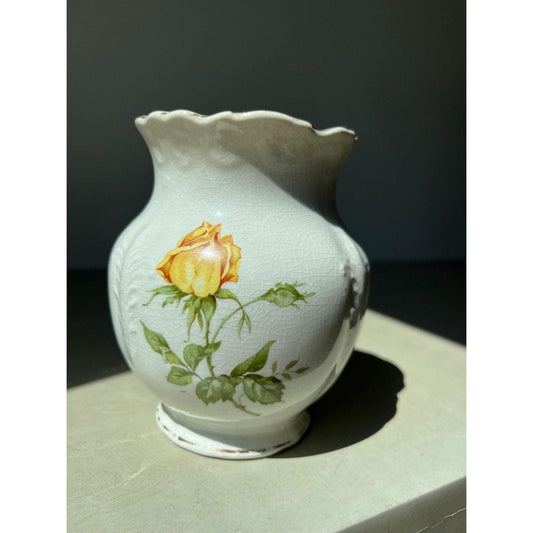 Antique Buffalo Pottery bud vase with rose buds