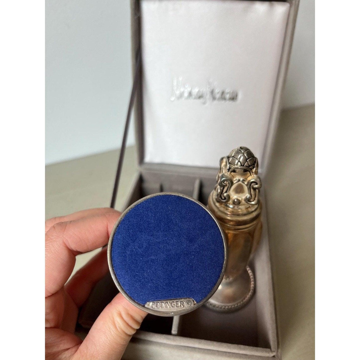 Vintage Neiman Marcus Silver Salt & Pepper Shaker Set, original velvet case