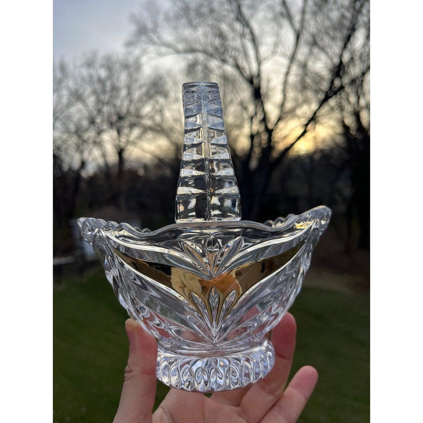 Vintage Bleikristall ‘Bride's Basket by Anna Hutte 24% lead crystal with gold accents