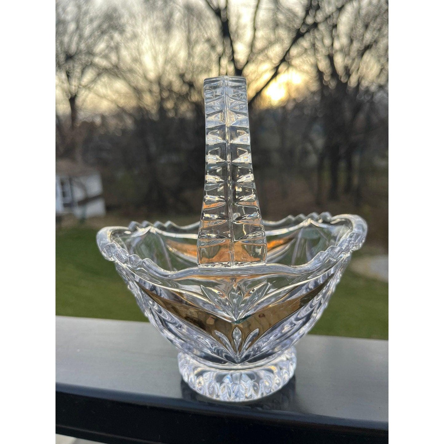 Vintage Bleikristall ‘Bride's Basket by Anna Hutte 24% lead crystal with gold accents