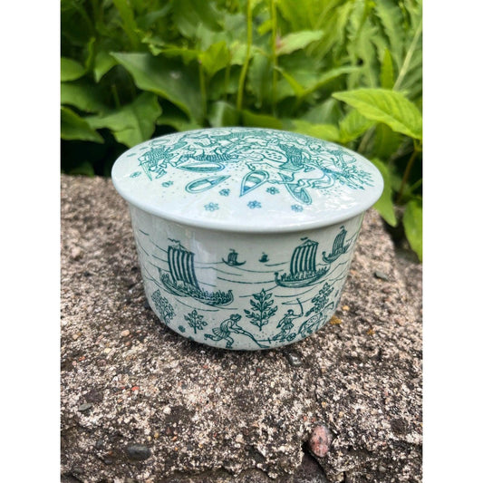 Vintage Nymolle Hoyrup lidded trinket dish, made in Denmark