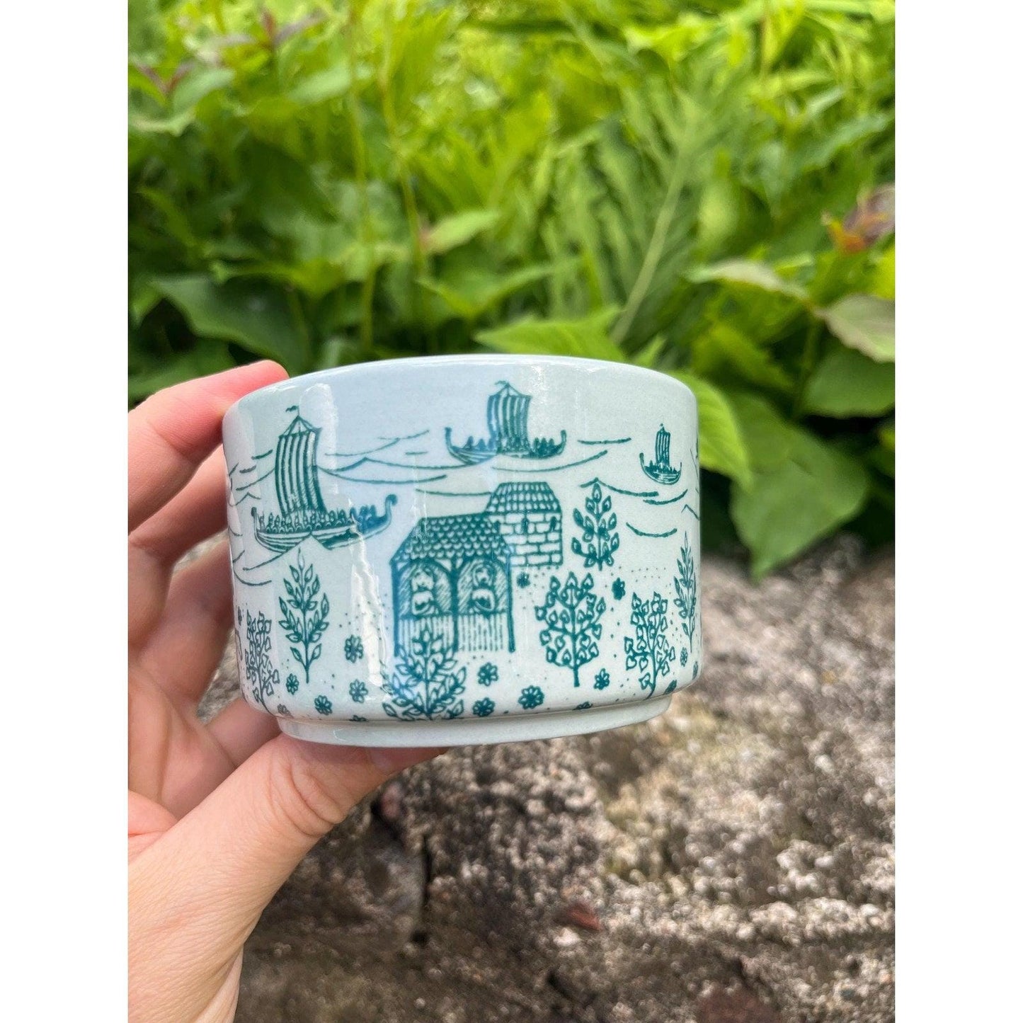 Vintage Nymolle Hoyrup lidded trinket dish, made in Denmark