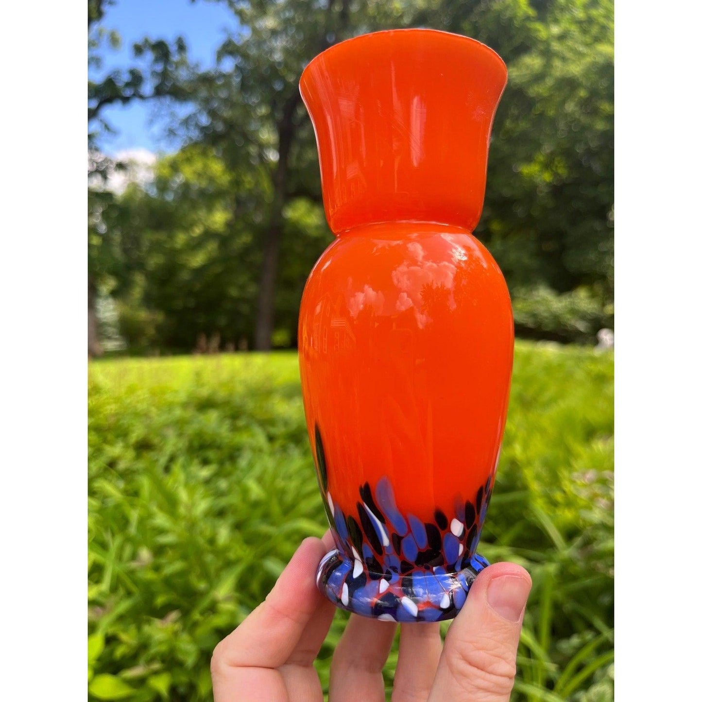 Vintage Art Deco Bohemian Strutted Tango Art Glass Vase