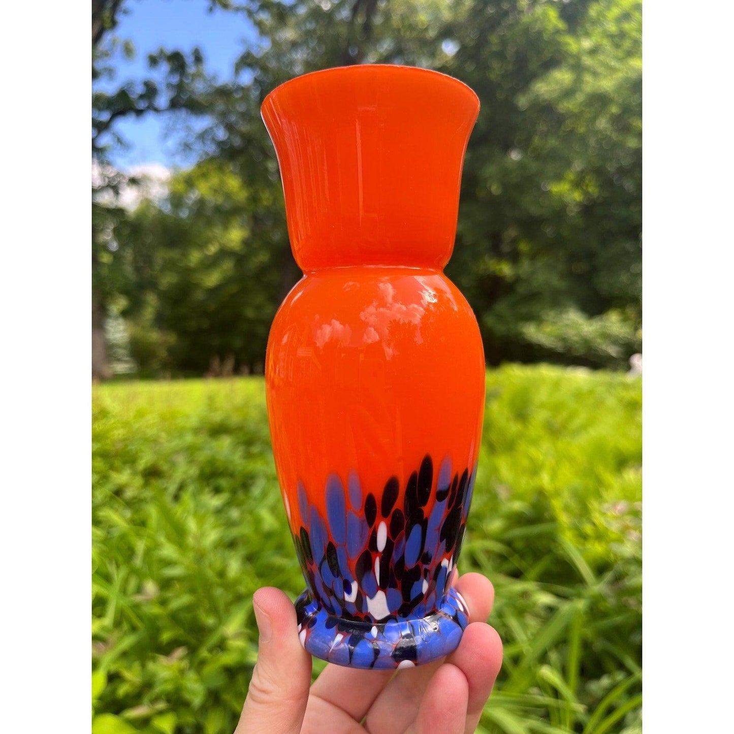 Vintage Art Deco Bohemian Strutted Tango Art Glass Vase