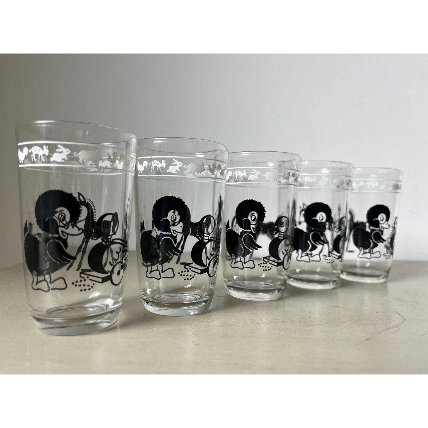 Vintage 1950s Swanky Swig juice glasses by Kraft Foods set of 5