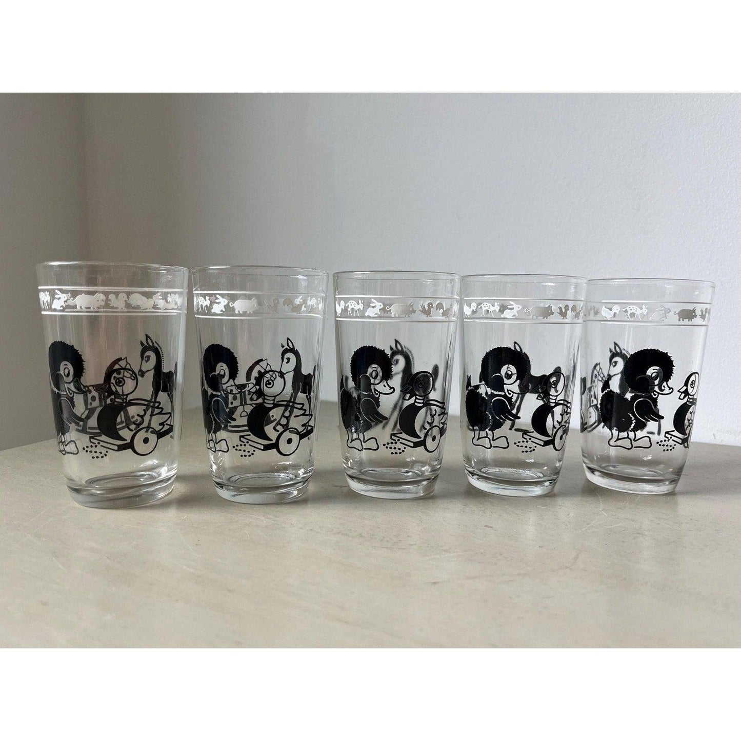 Vintage 1950s Swanky Swig juice glasses by Kraft Foods set of 5