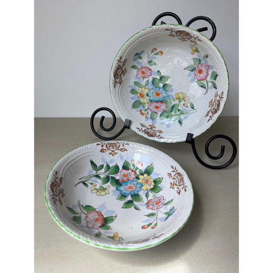 Set of 2 vintage hand painted floral bowls made in Japan