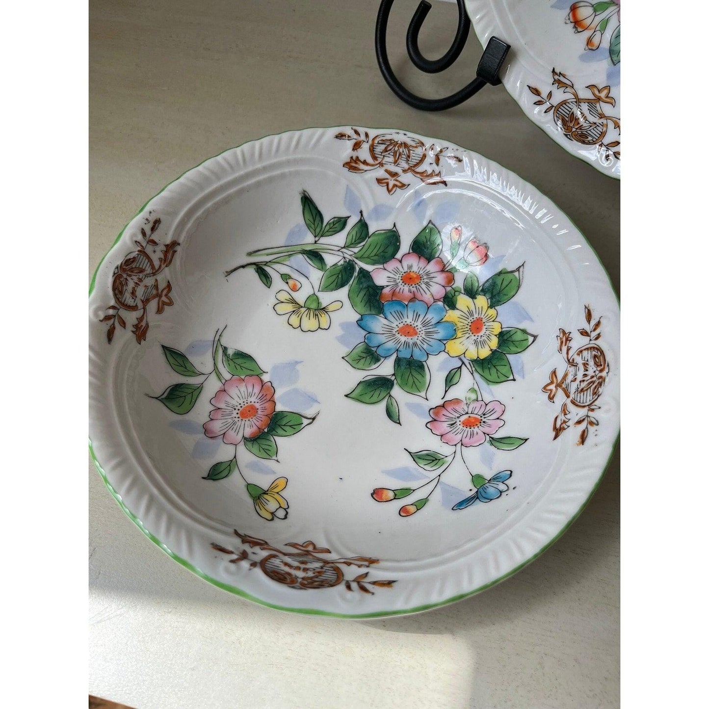 Set of 2 vintage hand painted floral bowls made in Japan