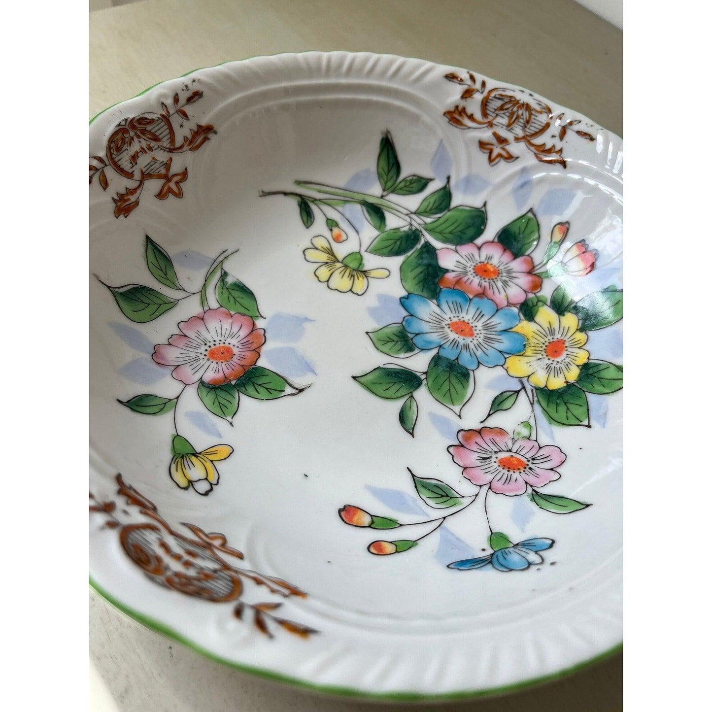 Set of 2 vintage hand painted floral bowls made in Japan