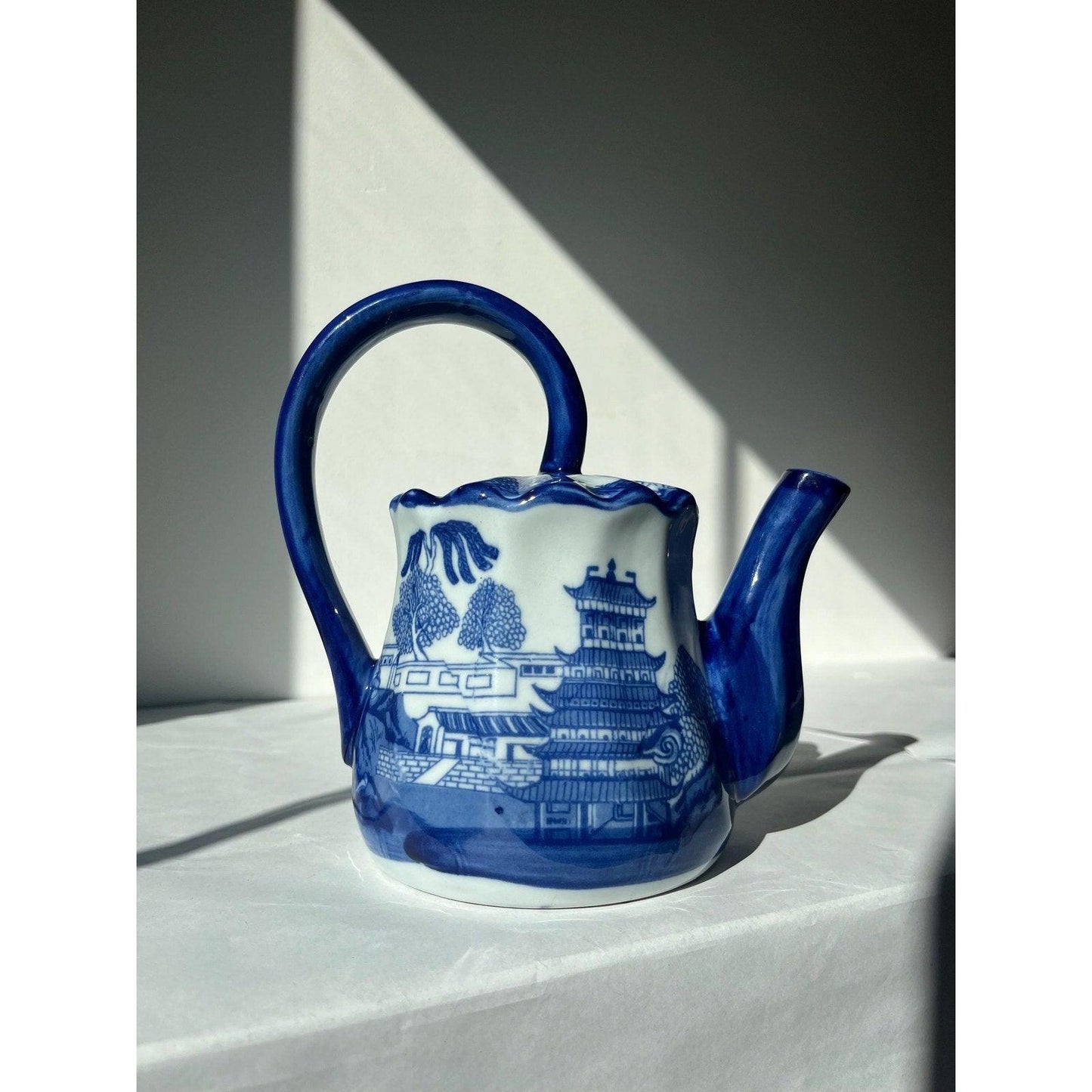 Vintage Victoria Ware Ironstone Blue & White Watering Pitcher