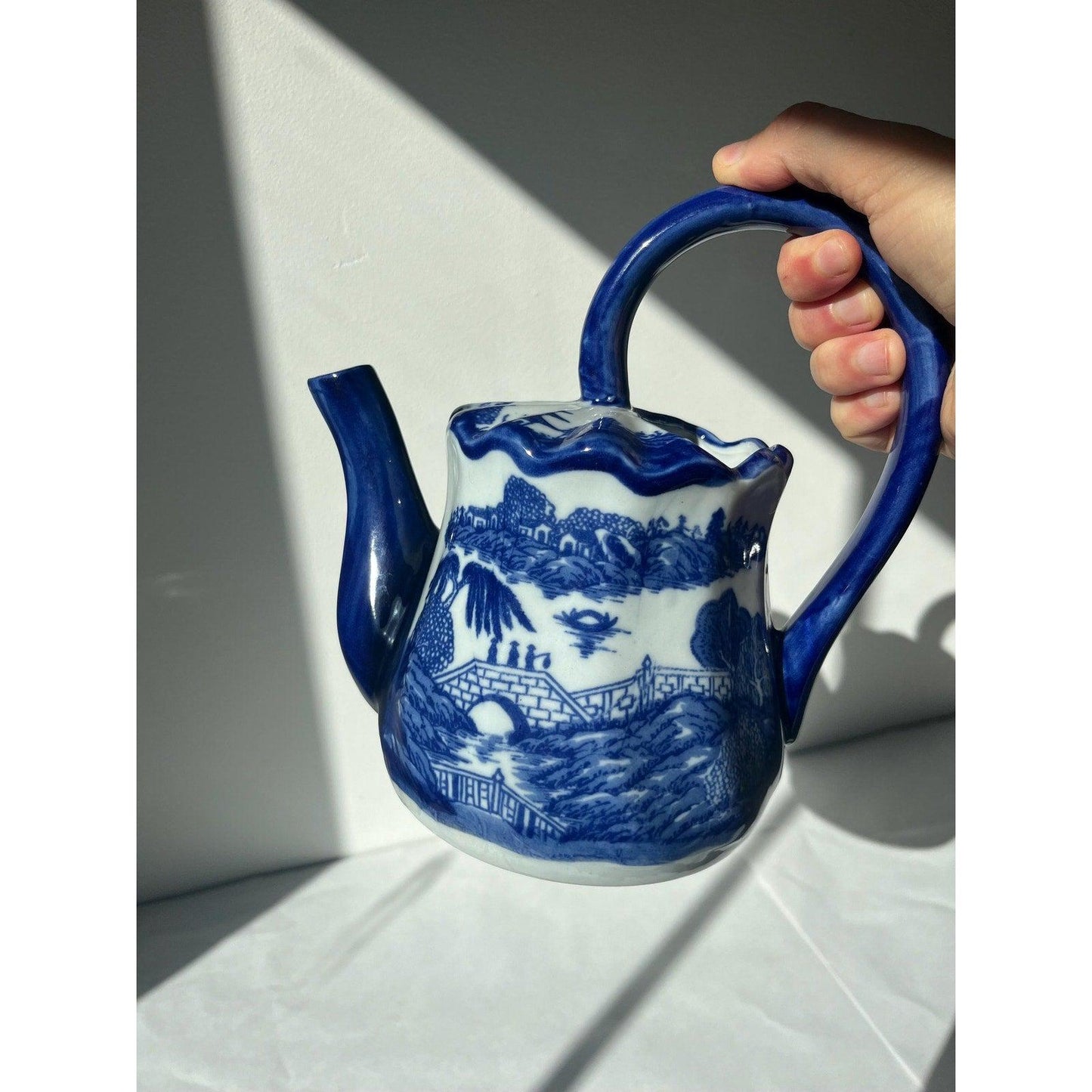 Vintage Victoria Ware Ironstone Blue & White Watering Pitcher