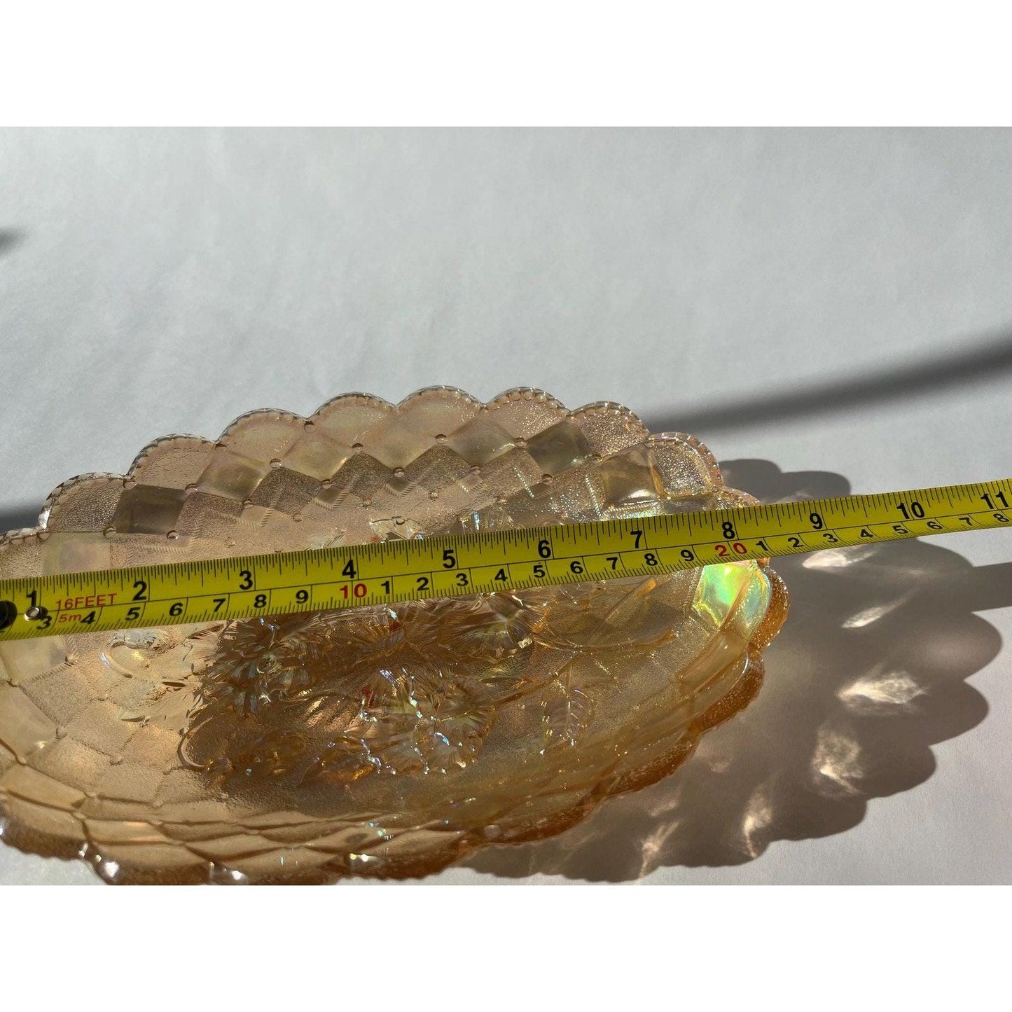 Antique 1911 - 1918 Carnival Glass Pickle Pansy Dish, Imperial Glass Company