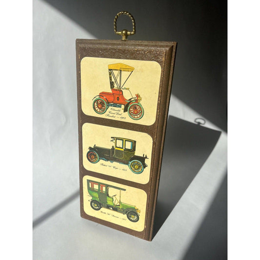 Antique Cars Wooden Wall Plaque