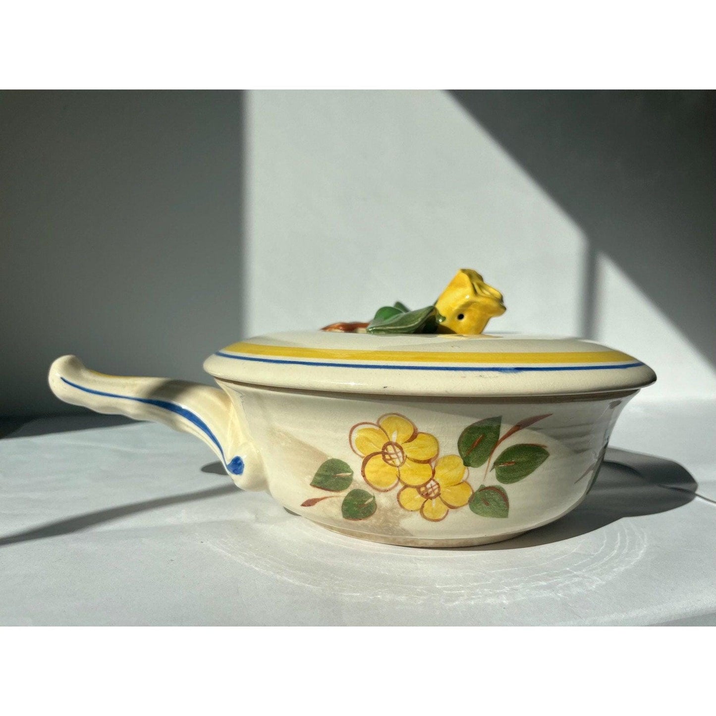 Vintage Red Wing Pottery BRITTANY CASSEROLE with a rose lid