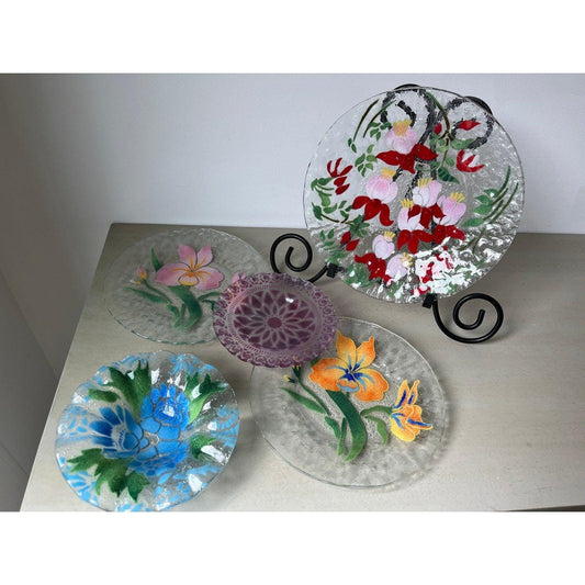 Ser of vintage Sydenstricker fused glass plates