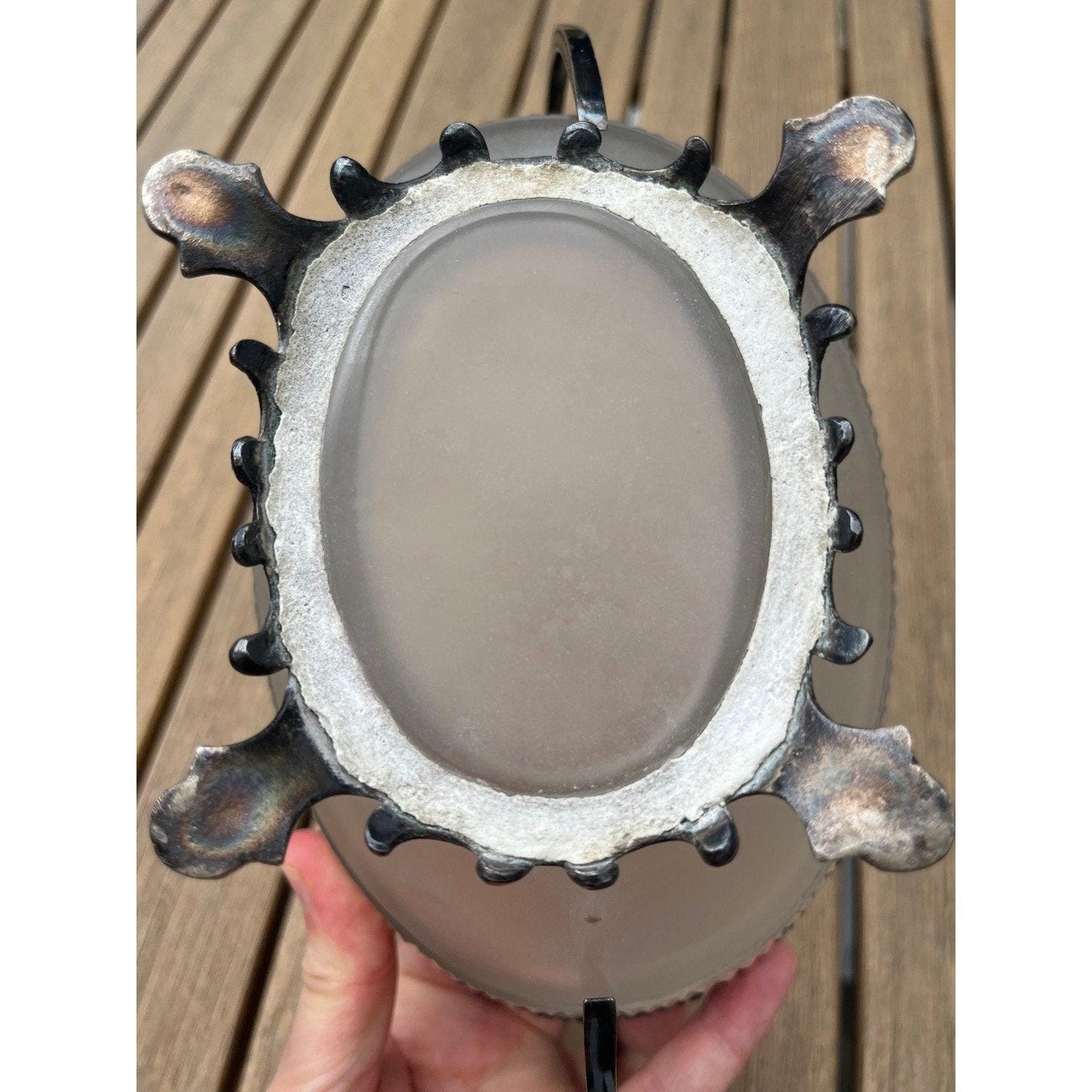 Antique silverplated loving cup service dish