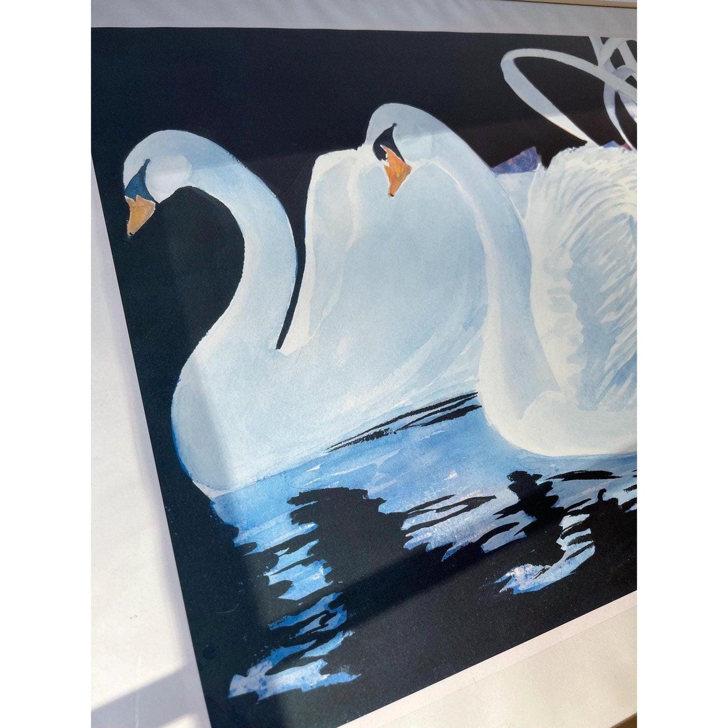 Vintage Swans framed print by Pedersen