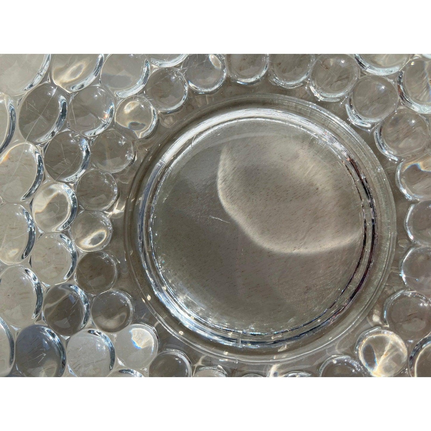 Vintage “bubble wrap thumbprint pattern glass serving platter