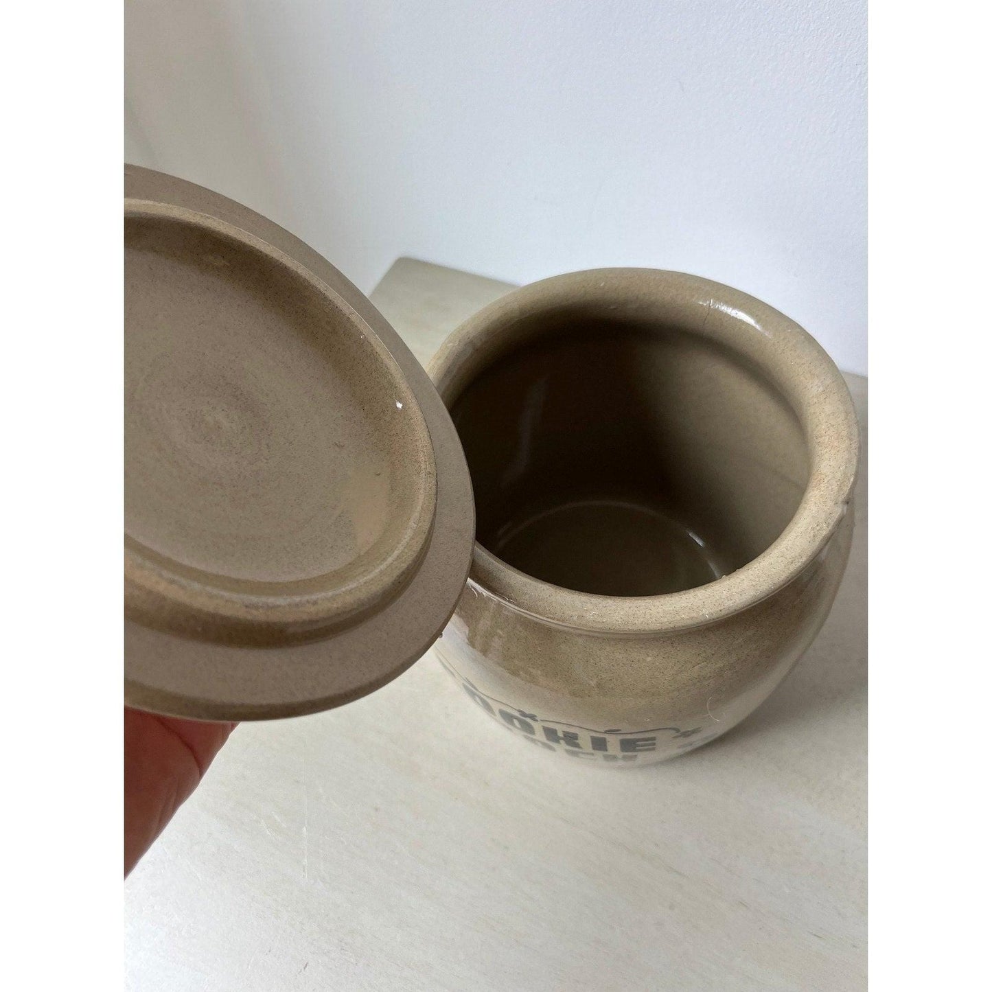 Large vintage stoneware cookie crock made by Moira of England