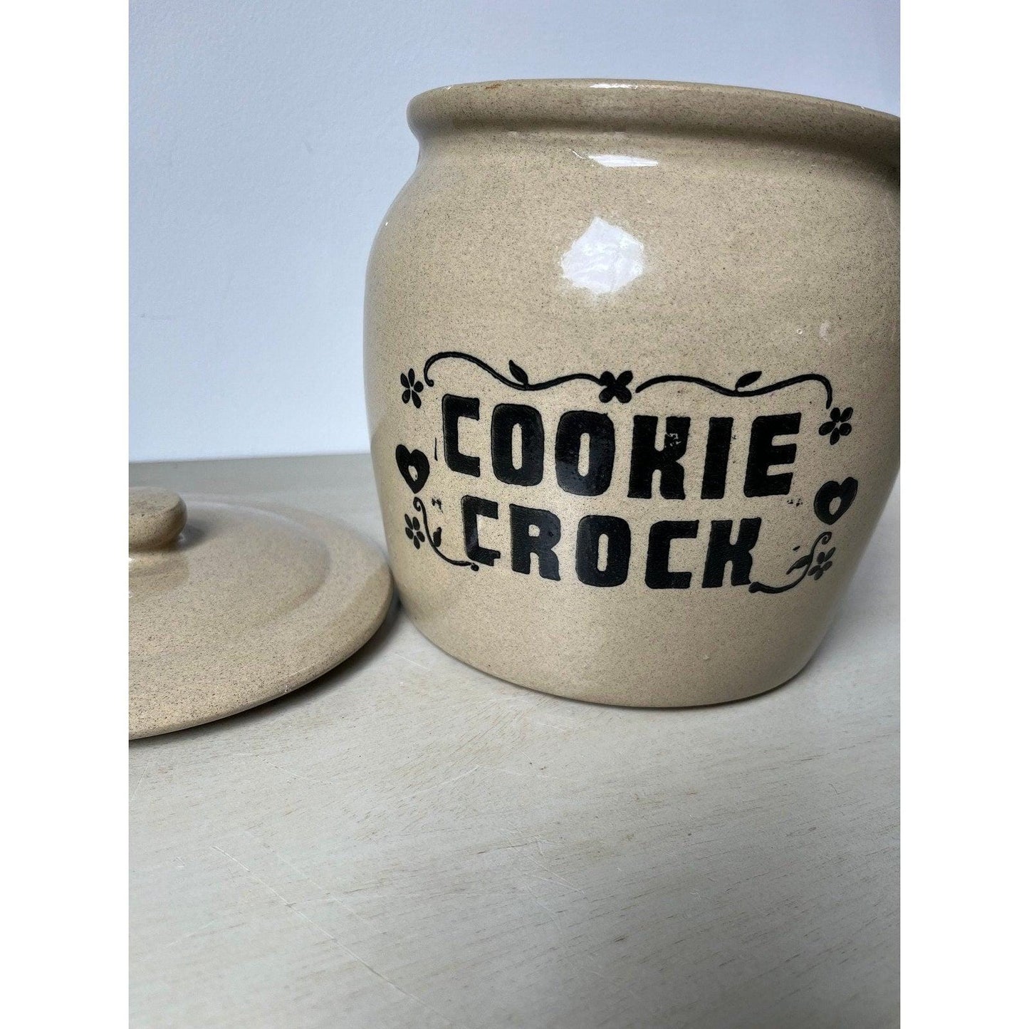 Large vintage stoneware cookie crock made by Moira of England