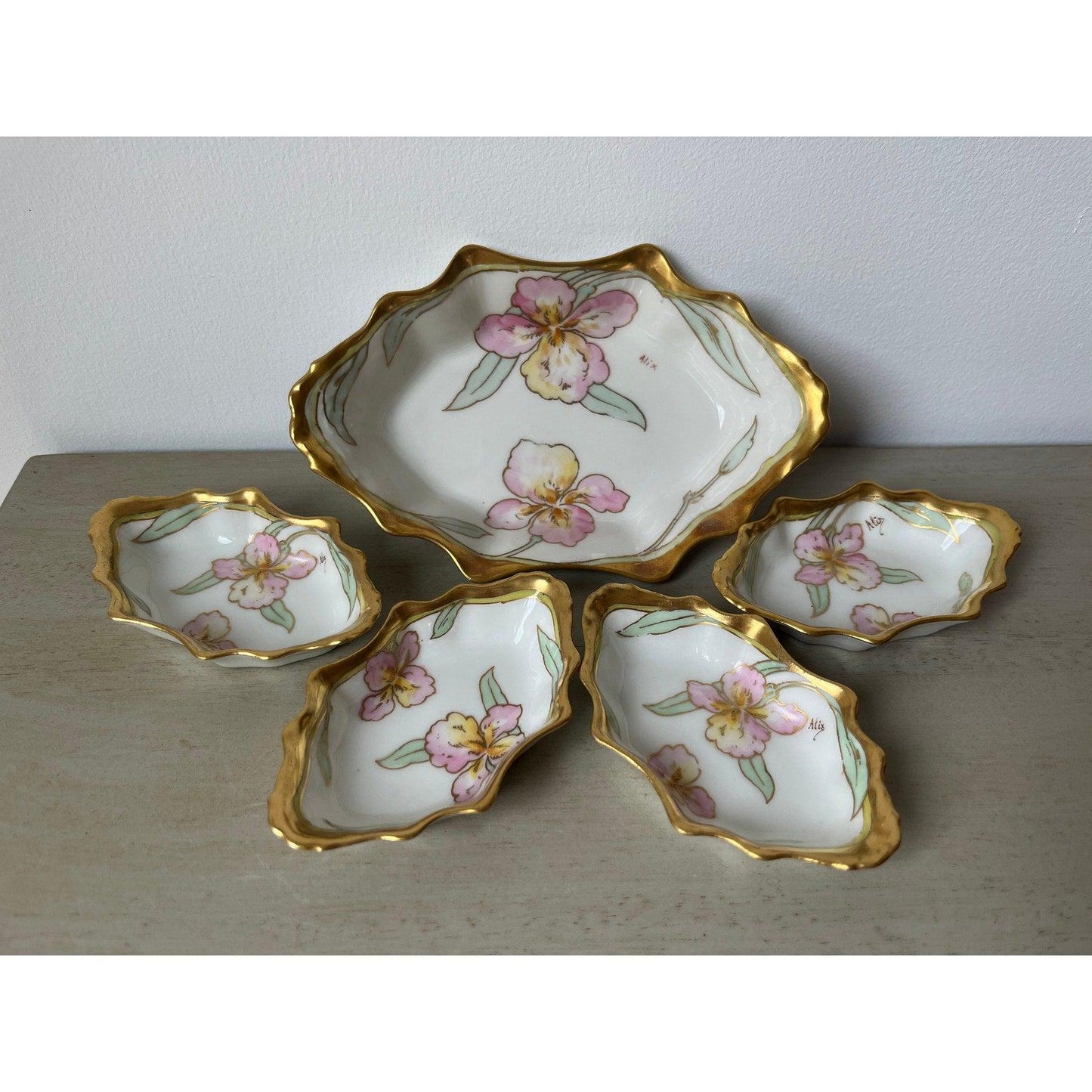 Antique Elite Works nut dish set