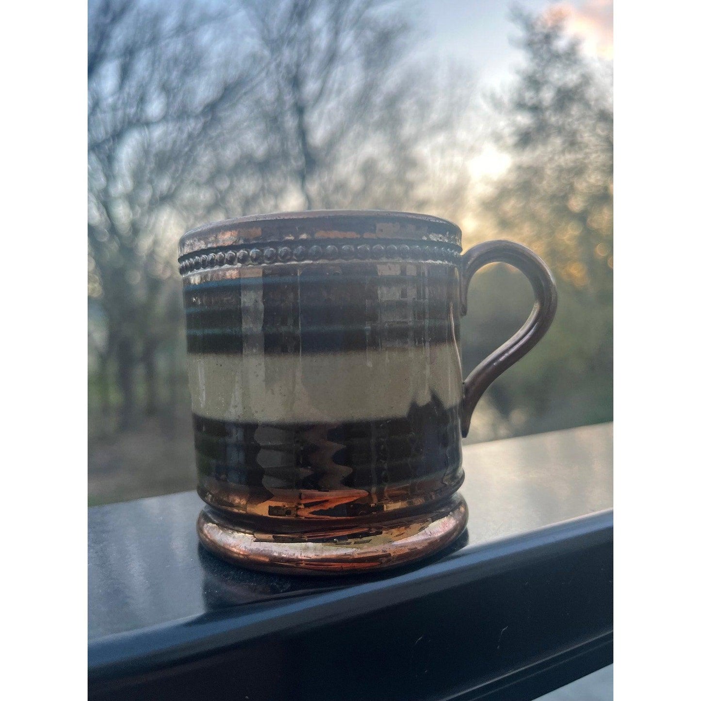 Antique copper lusterware mug
