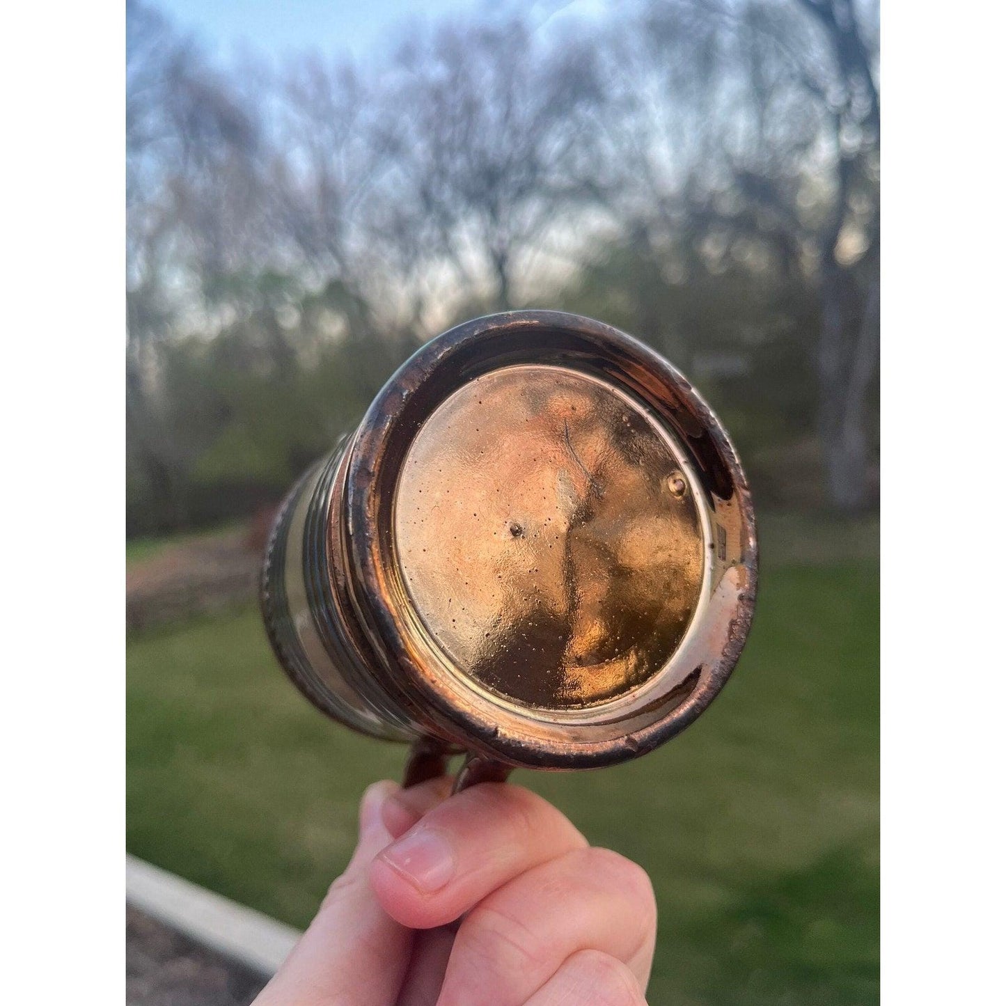 Antique copper lusterware mug