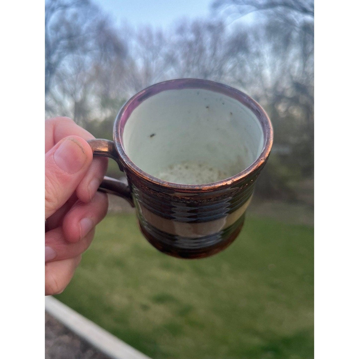 Antique copper lusterware mug