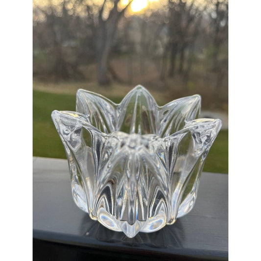 Vintage rose crystal glass tea candle light holder