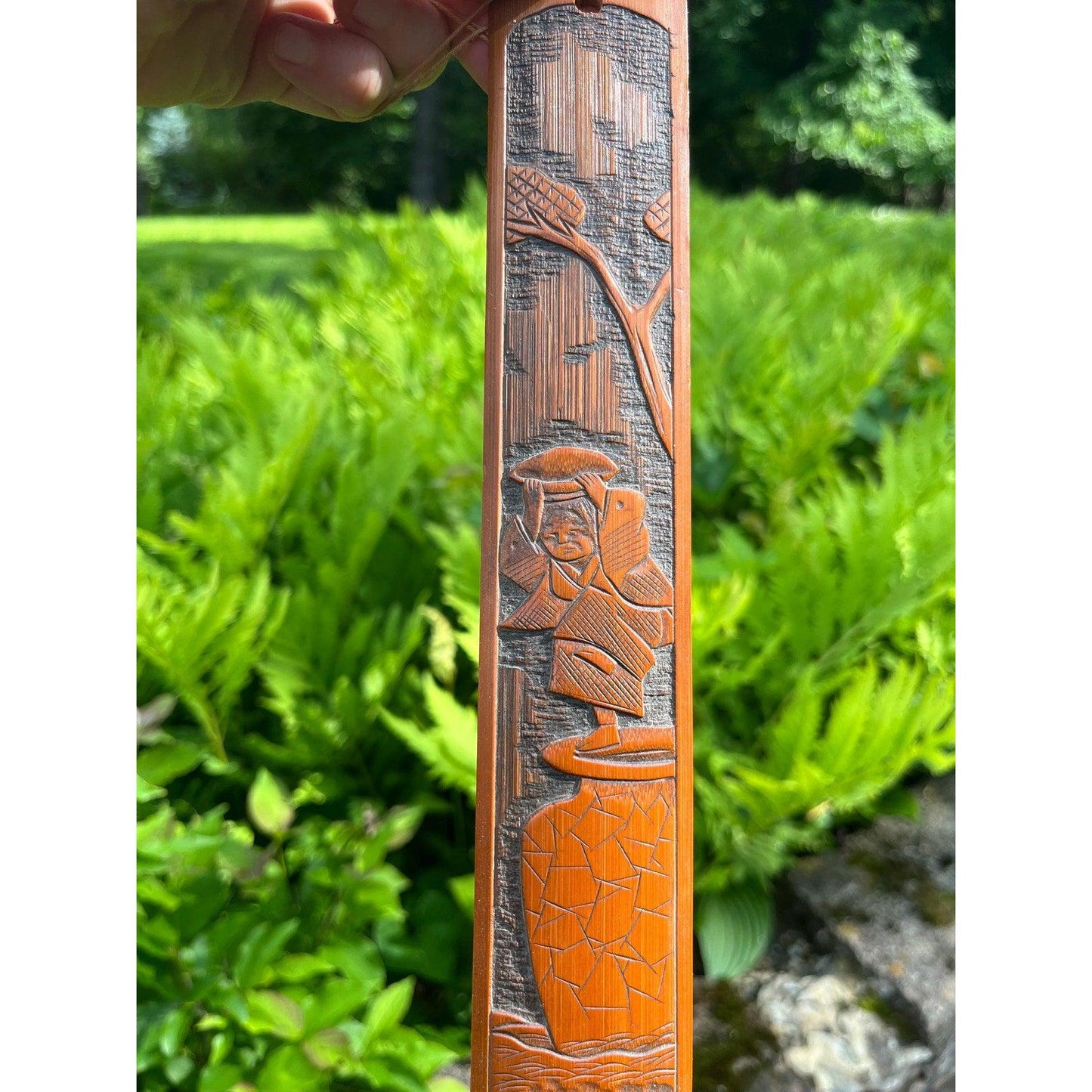 Early 1900s Asian carved wood page turner