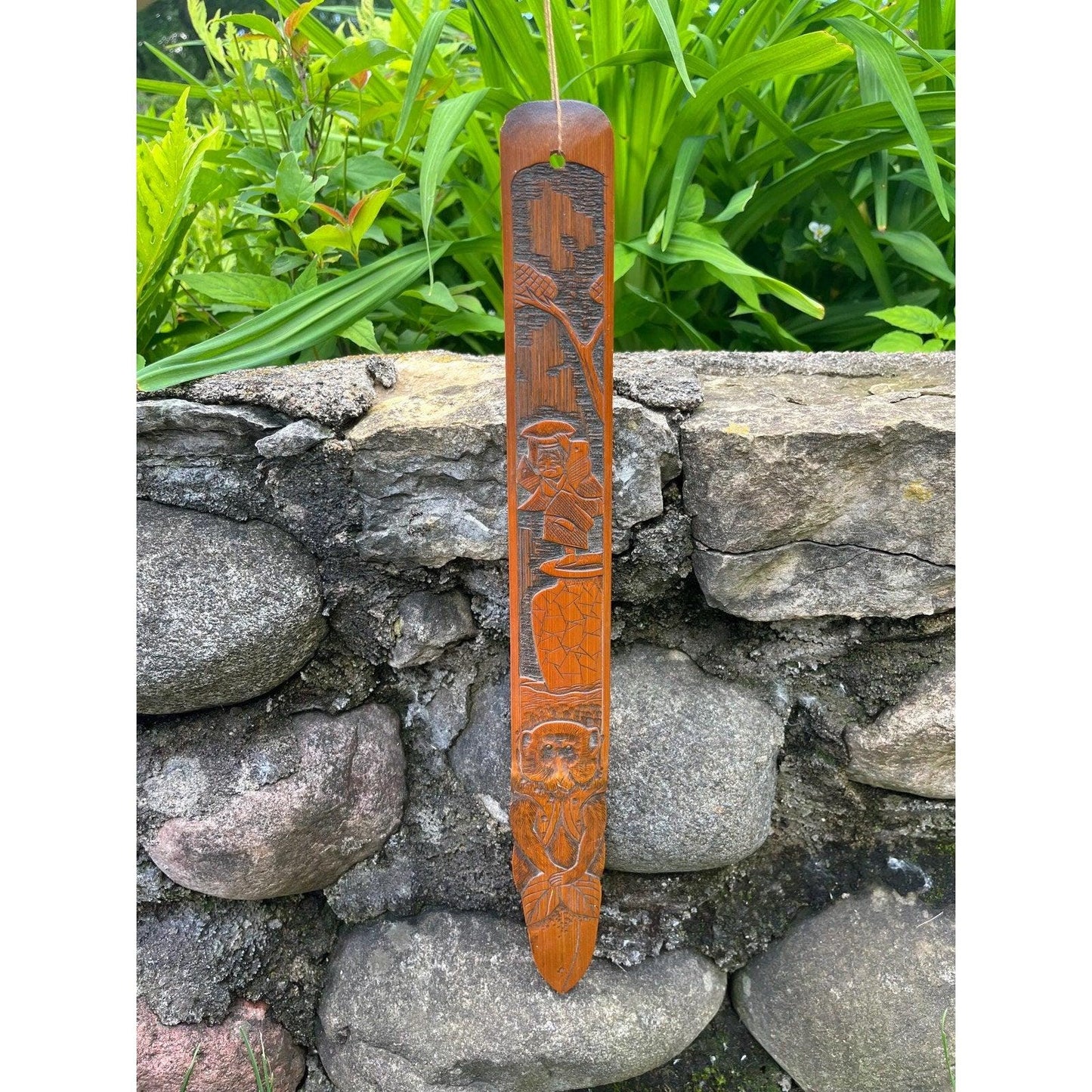 Early 1900s Asian carved wood page turner