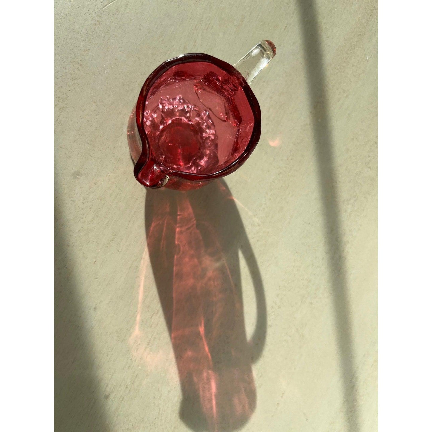 Wow! Antique cranberry glass Victoria creamer / jug 1800s