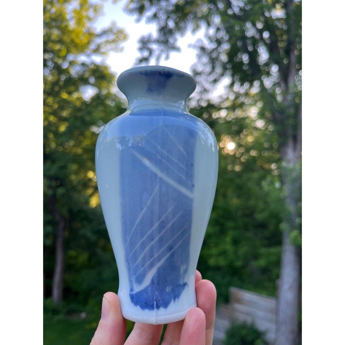 Blue and white vintage bud vase