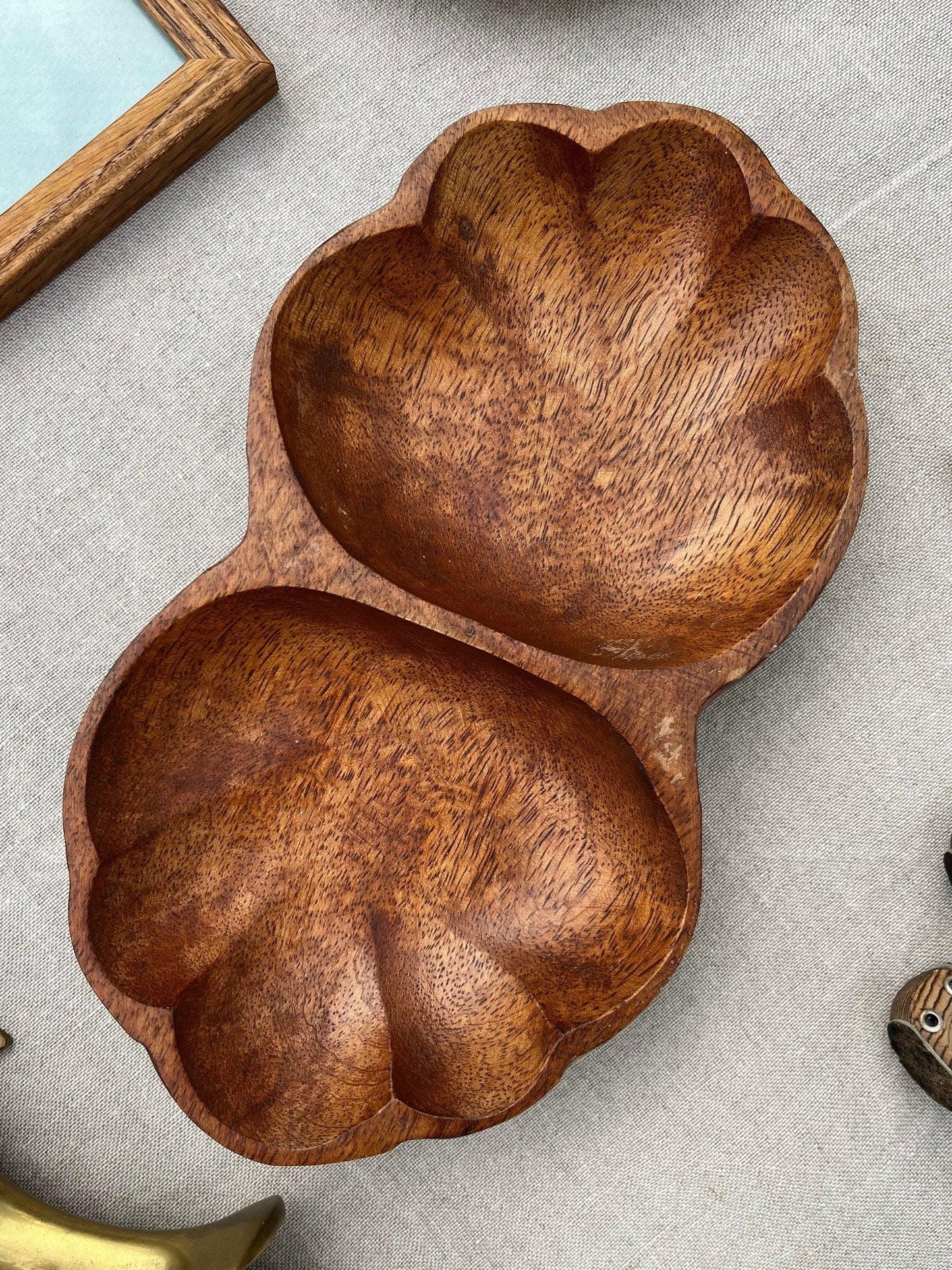 MCM Vintage Monkey Pod Wood Serving Dish