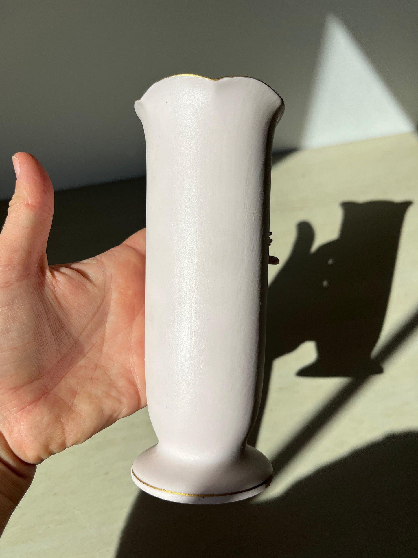 Lefton Porcelain Floral Vase with hand painted 3D floral pattern