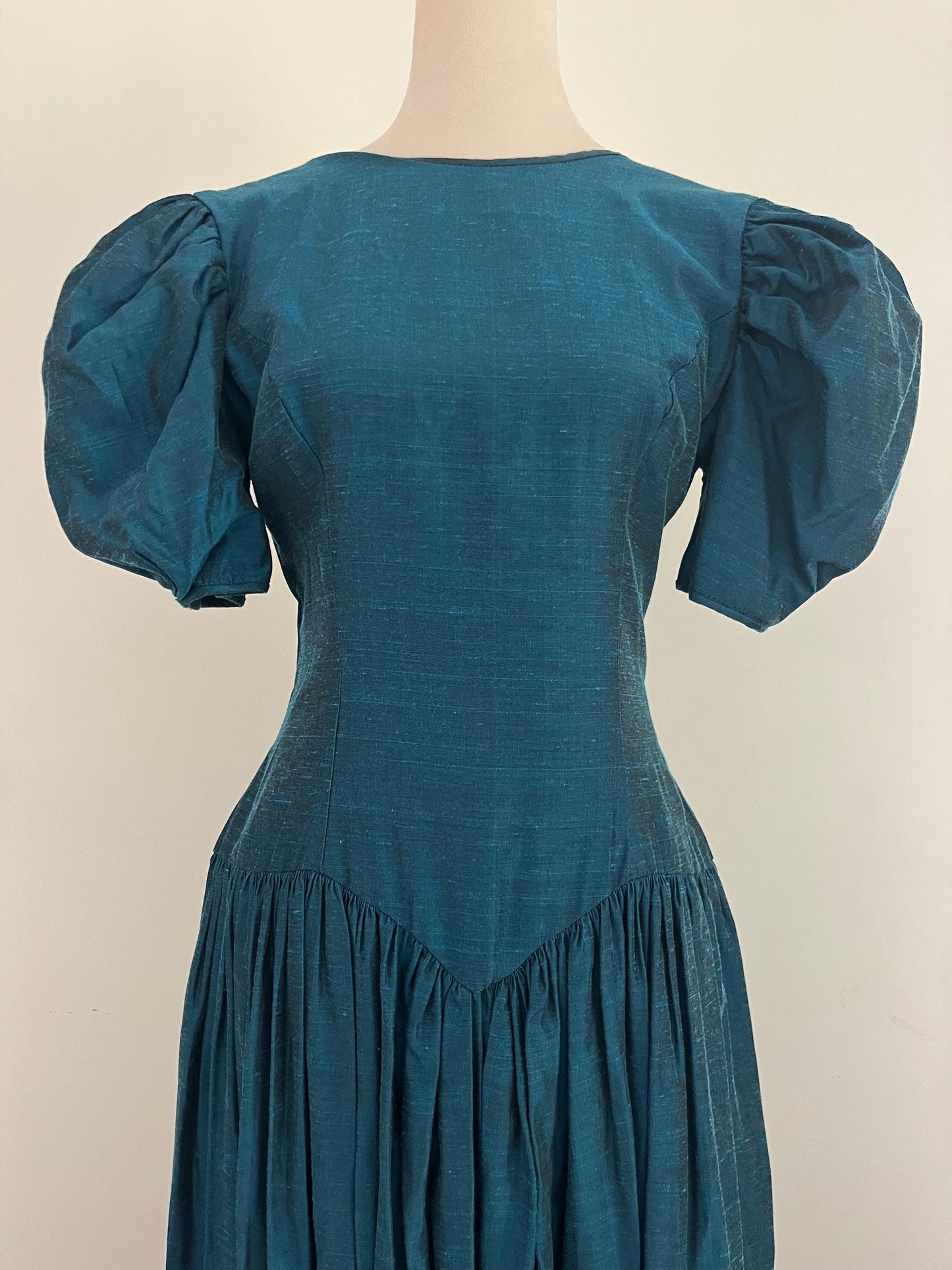Vintage 1980s Prom Dress Dark Teal