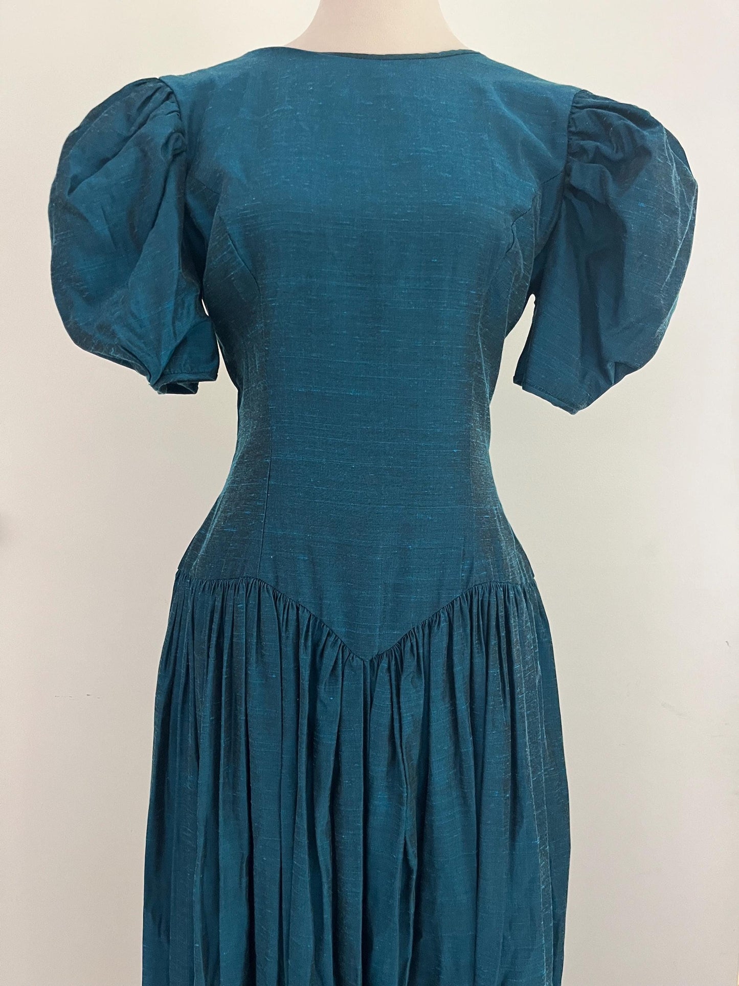 Vintage 1980s Prom Dress Dark Teal