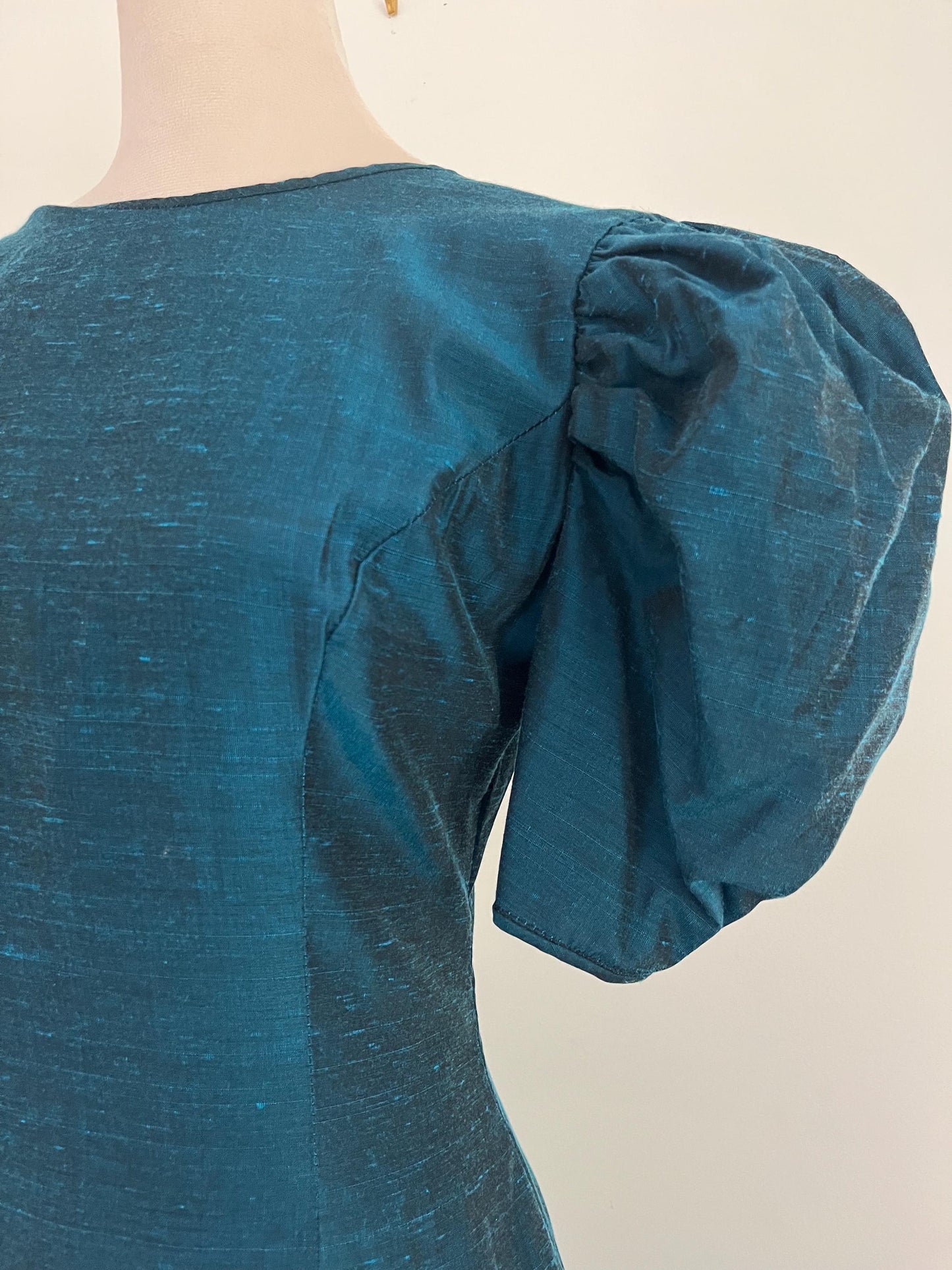 Vintage 1980s Prom Dress Dark Teal
