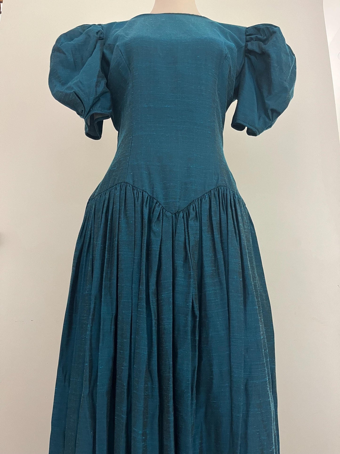 Vintage 1980s Prom Dress Dark Teal