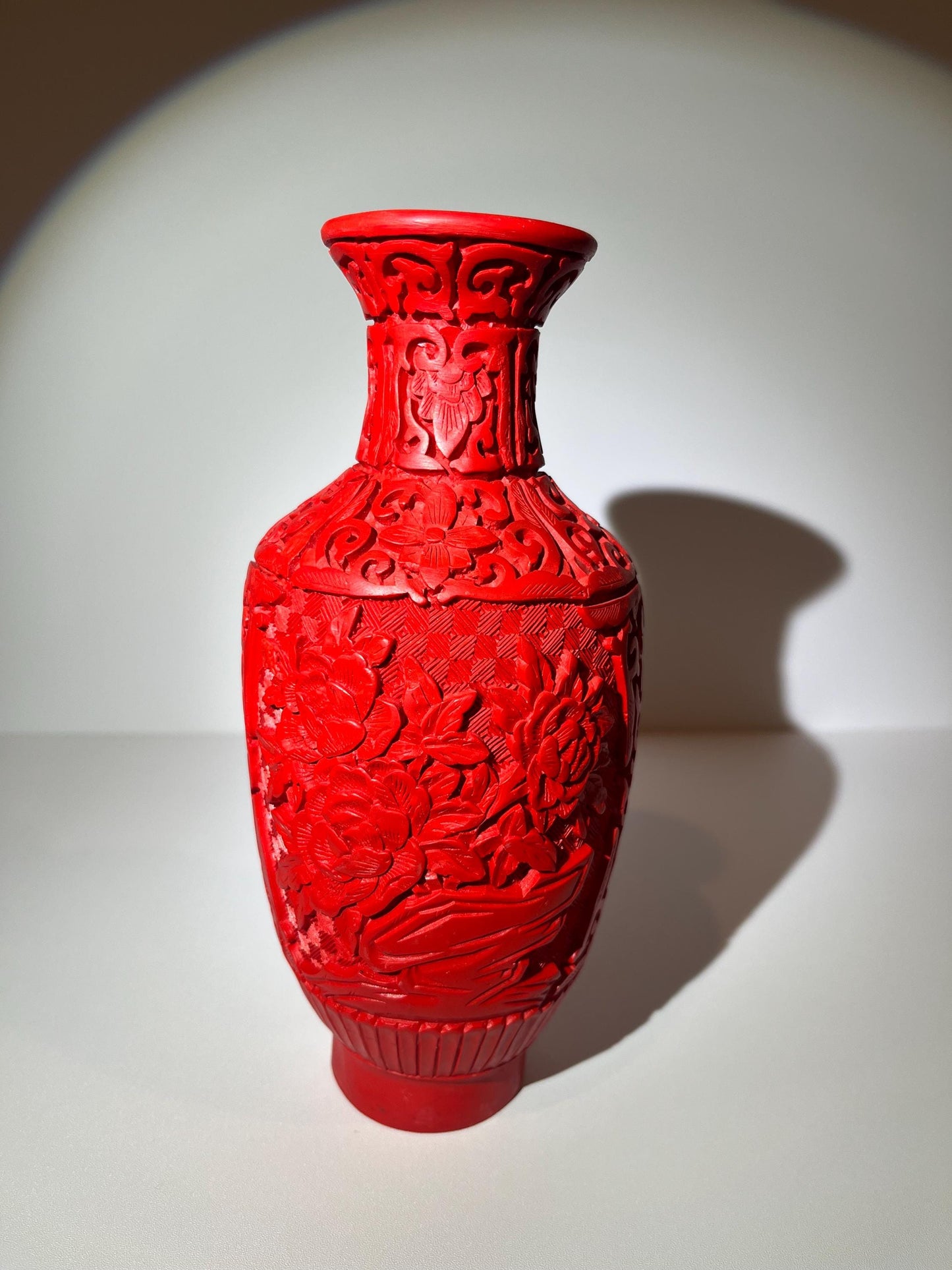 Vintage Chinese Red Cinnabar Lacquer Vase