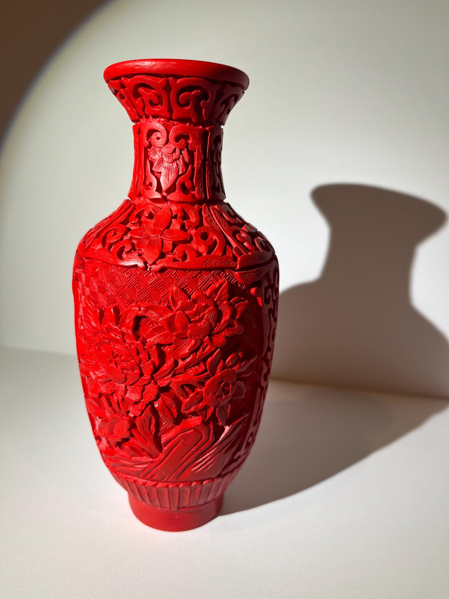 Vintage Chinese Red Cinnabar Lacquer Vase