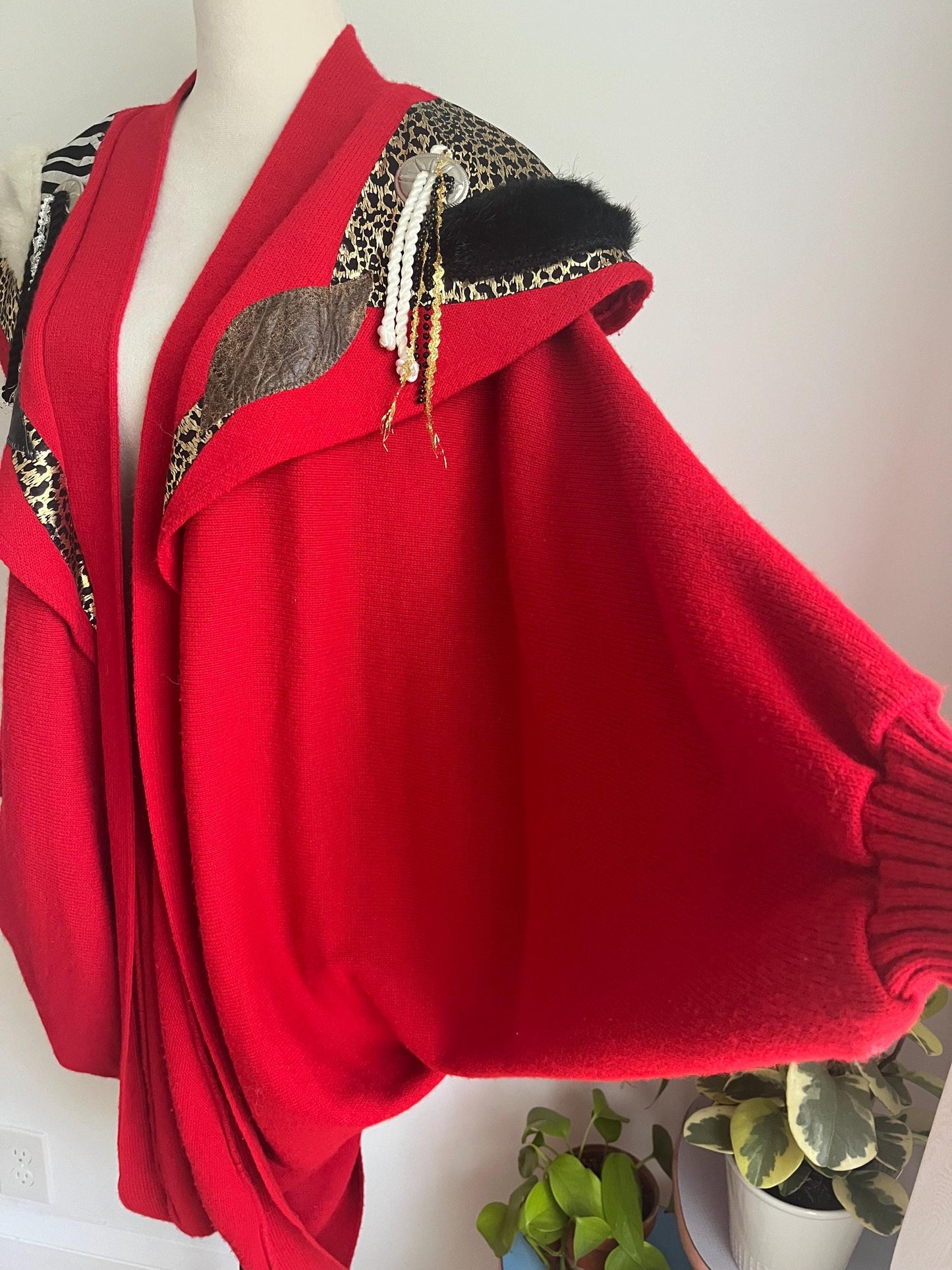 One Of A Kind Red Vintage Knit Cardigan